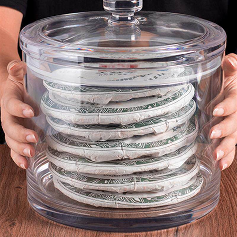 茶叶储存罐普洱茶收纳盒大号密封防潮分茶缸PC透明展示家用茶饼罐