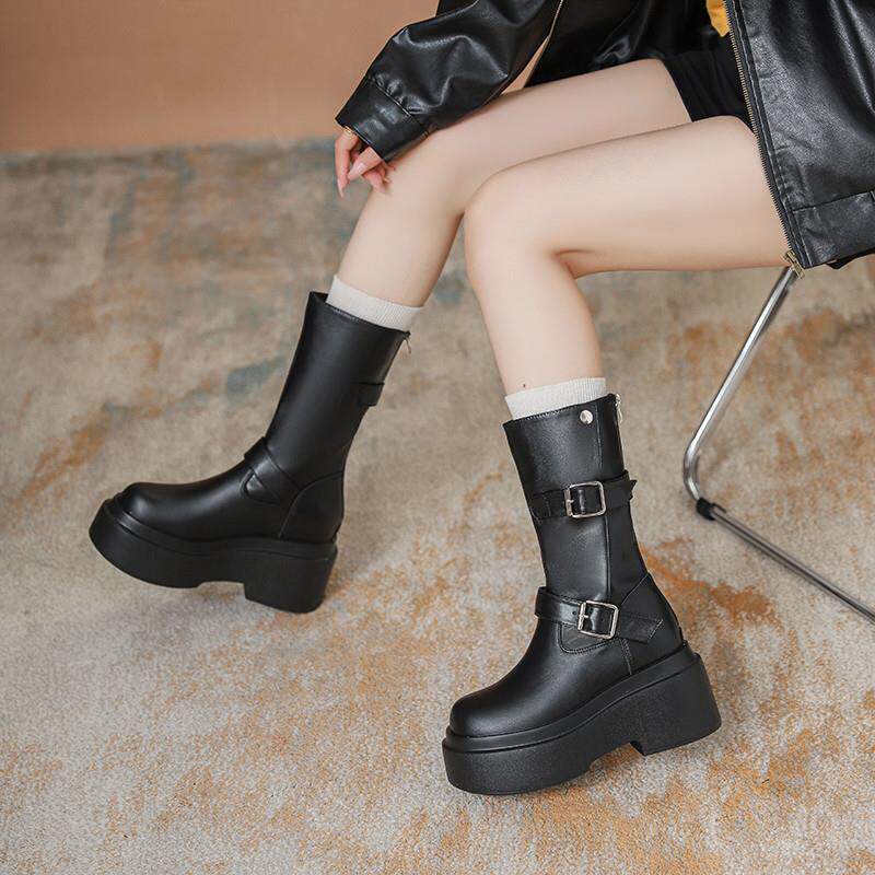 好货今年流行爆款马丁靴女款2026新款英伦风内增高超火高跟短靴瘦