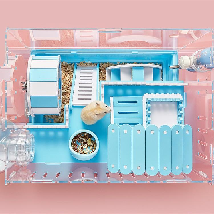 【折扣价】跨仓鼠笼品子亚力透明双层金丝熊笼子用套境装大别克墅