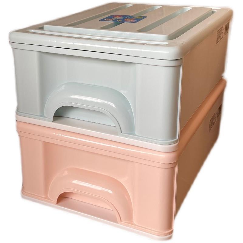 松佳F092单层可叠放抽屉式家用收纳柜塑料文件整理箱日式储物箱