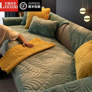 通用皮防滑高档北欧法兰绒加厚坐垫子冬季 LXRXDD沙发垫四季 短毛绒