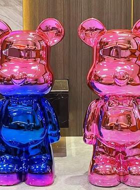 粉色暴力熊摆件存钱罐电镀储蓄罐大摆件储钱罐客厅超大落地公仔爆