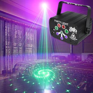彩灯迷你激光灯UV8孔生日快乐led灯KTV酒吧家用七彩氛围灯闪光灯