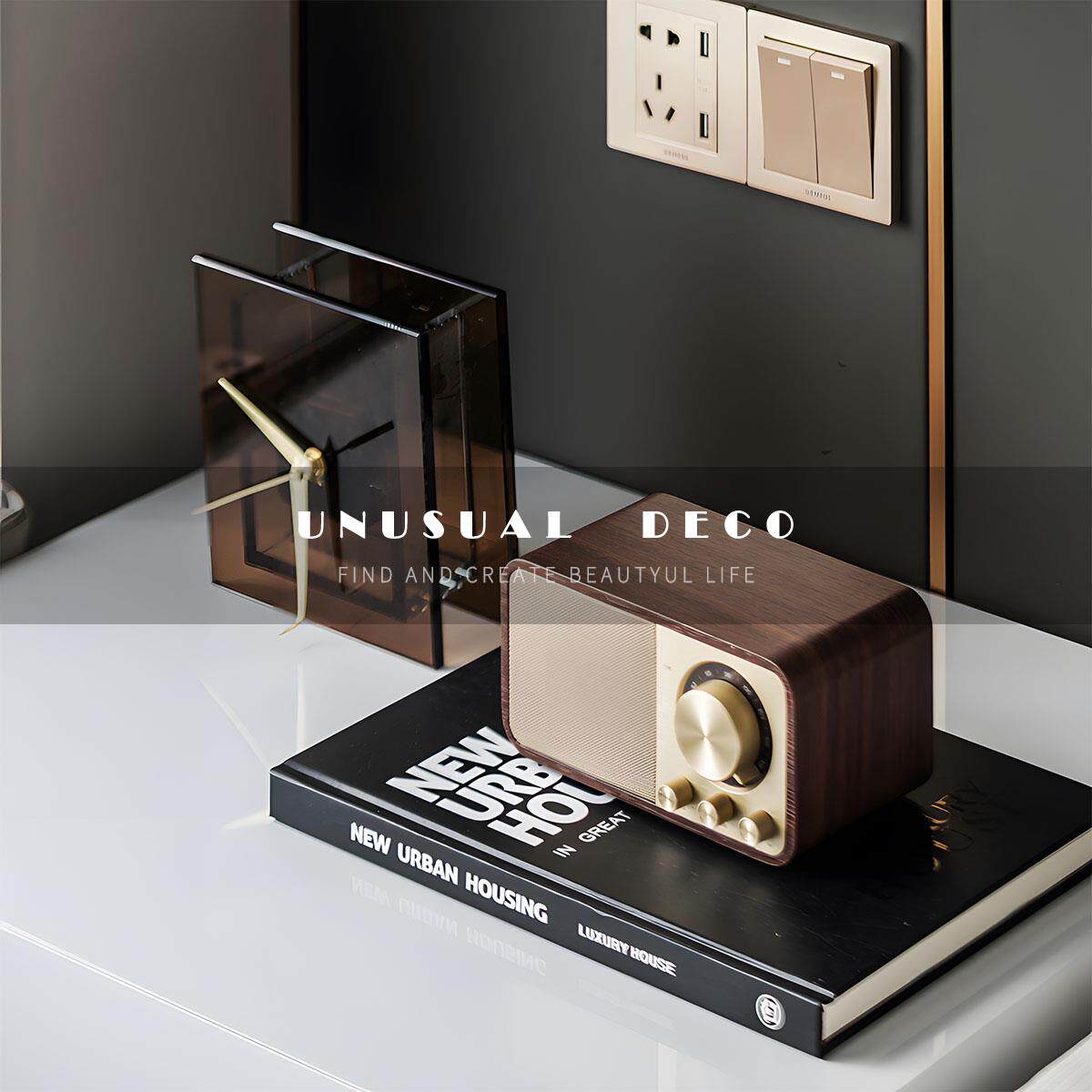 UNUSUAL 轻奢样板间卧室床头柜桌面组合摆件书桌音响座钟软装饰品