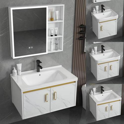现代简约太空铝浴室柜组合陶瓷一体洗漱洗手盆柜阳台洗脸池洗脸盆