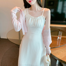 防晒衣吊带连衣裙子两件套夏季2025年新款女士装小个子时尚套装春