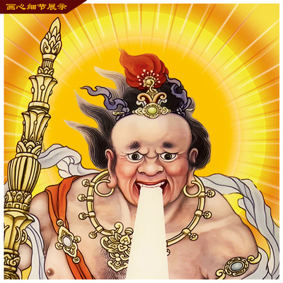 门神哼哈二将挂画神将玄关客厅装饰品护法丝绸卷轴画乔迁新居礼品