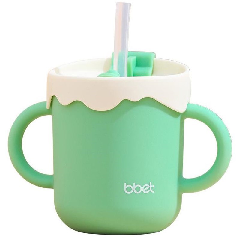 儿童硅胶吸管水杯 m防漏防摔杯婴幼儿学饮杯 训练吸水杯宝宝辅食