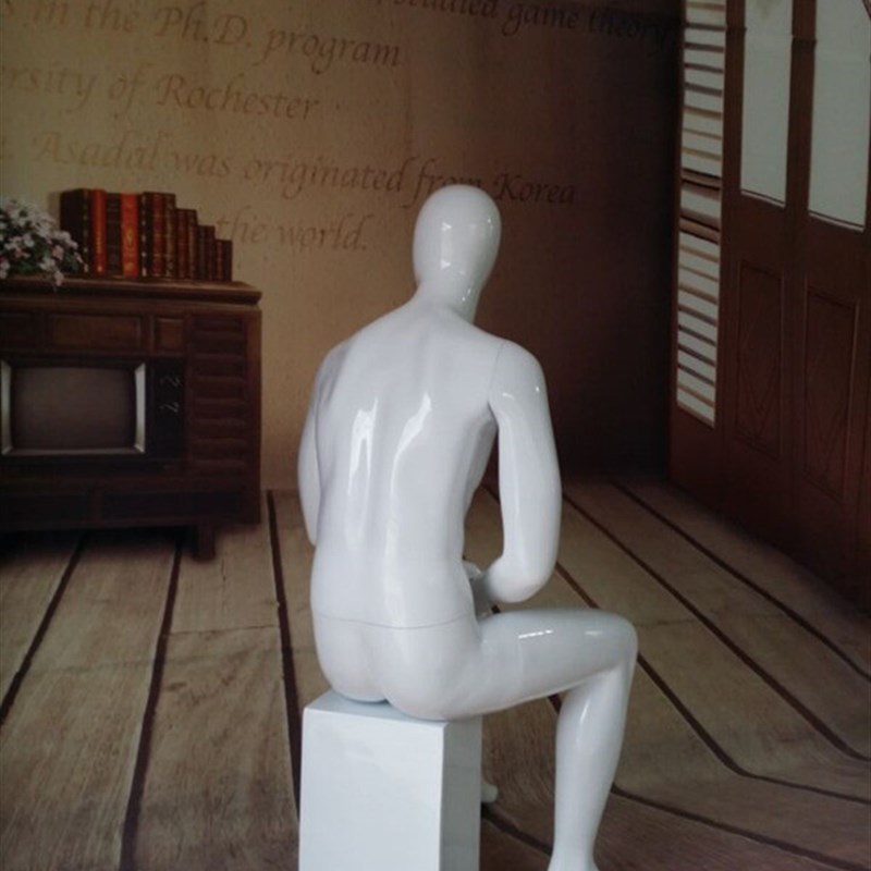服装模特道具男坐模全身抽象亮白韩版服装店橱窗展示拍摄试衣假人