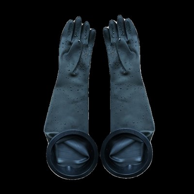 喷沙机加长加厚带颗粒皱纹打沙手套耐磨橡胶光面带圈卡槽喷砂手套