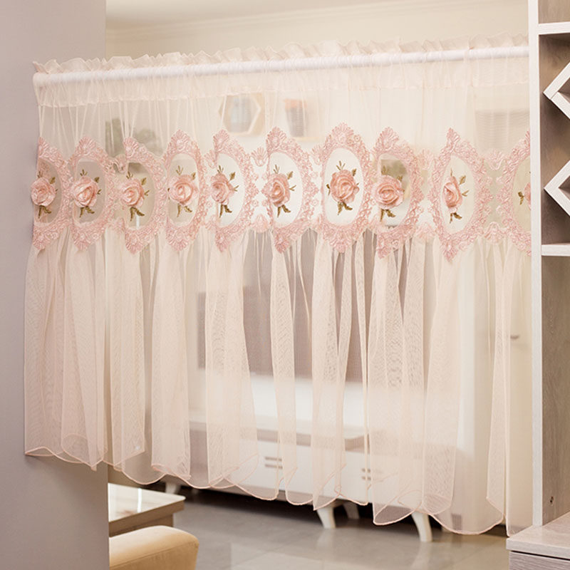 韩式浪漫飘窗纱帘免打孔装饰小窗帘门帘家用隔断公主风短帘咖啡帘,居家布艺,定制窗帘,淘宝优惠券,粉丝福利购,淘宝优惠卷