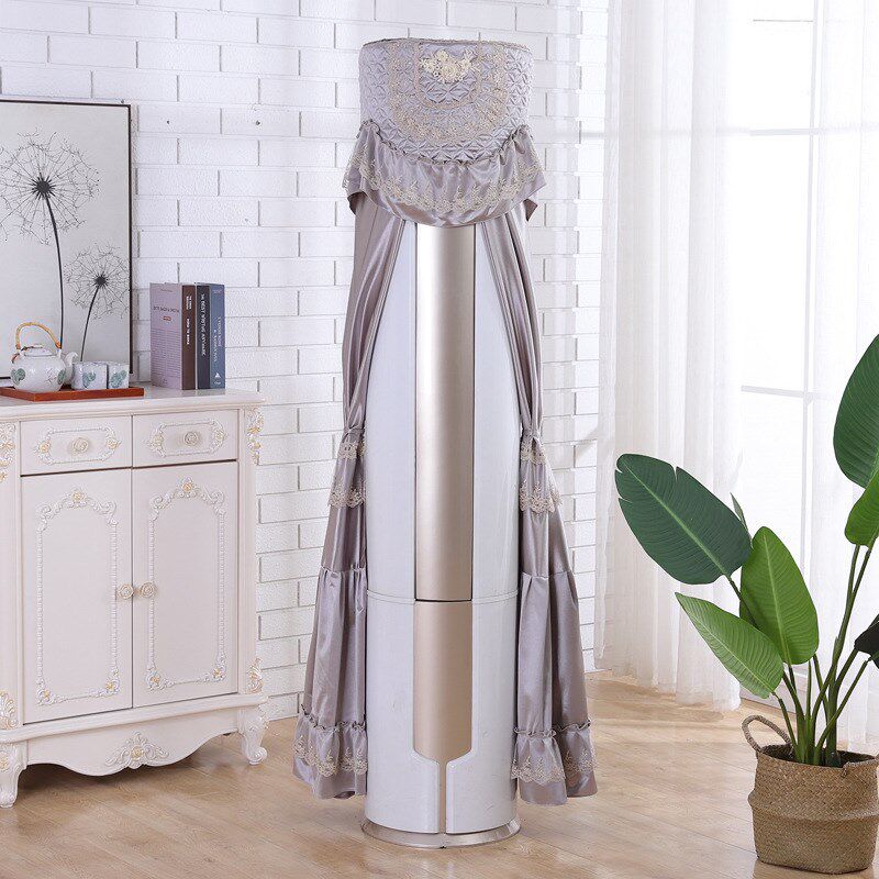 欧式布艺空调防尘罩立式圆柱形柜机空调罩套客厅开机不取柜机罩子