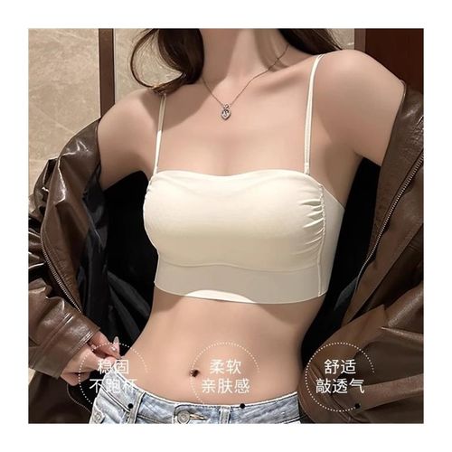 防走光抹胸薄款内衣少女外穿聚拢无痕文胸防滑内搭收副乳大胸显小