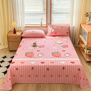 2025新款 老粗布床单三件套全棉可机洗凉席不起球 原棉包边工艺款