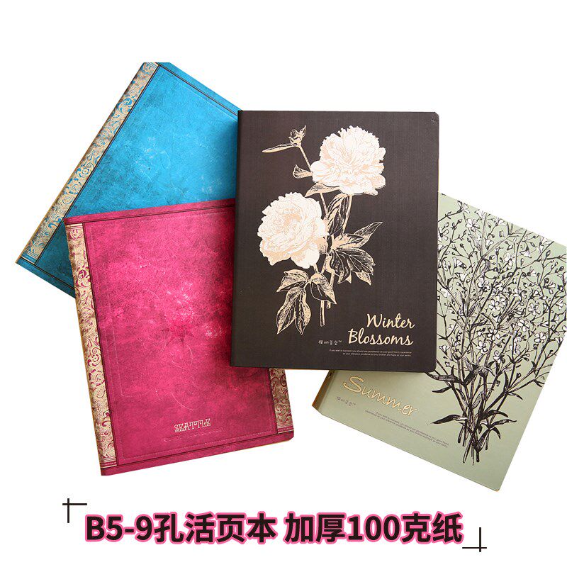 樱明草堂 韩款文具手绘素描本可爱日记笔记记事B5活页9孔加厚学生