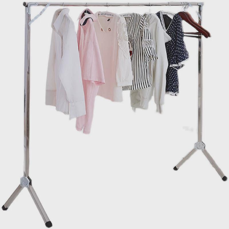 单杆式不锈钢晾衣架落地折叠室内阳台折叠晾衣杆卧室宿舍晒衣架