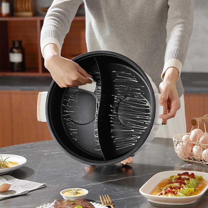 电炒蒸煮一体锅鸳鸯锅多功能火锅锅蒸锅家用火锅宿舍多人锅大