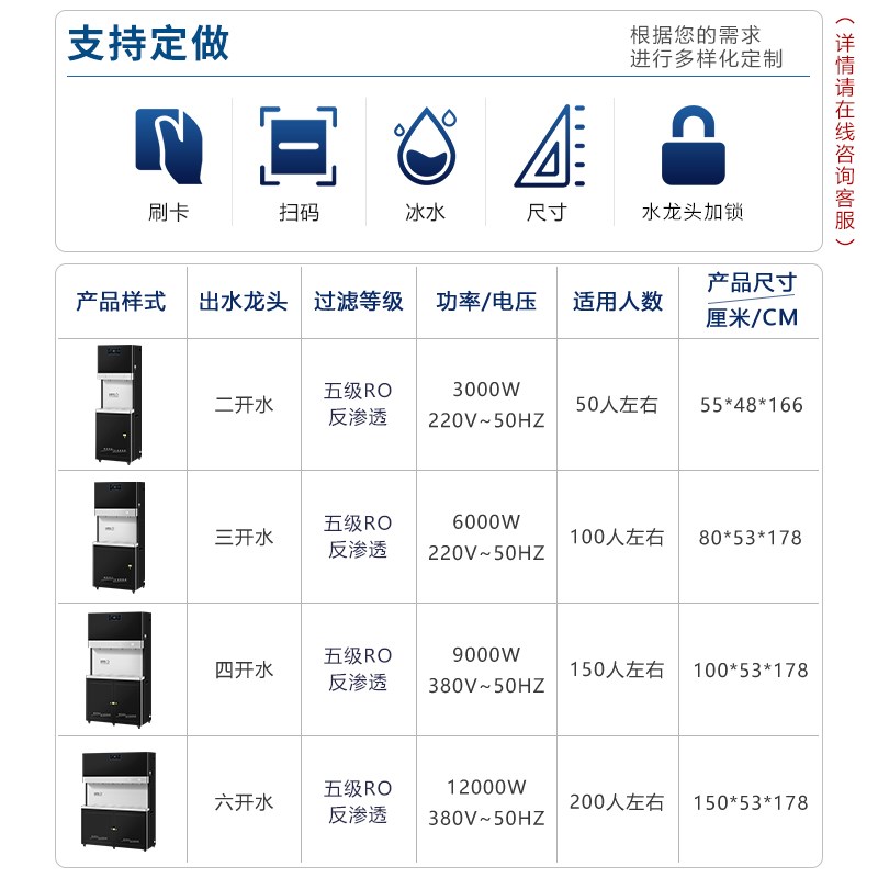 商用ro反渗透过滤大容量步进开水器净水过滤一体工厂冷热直饮水机