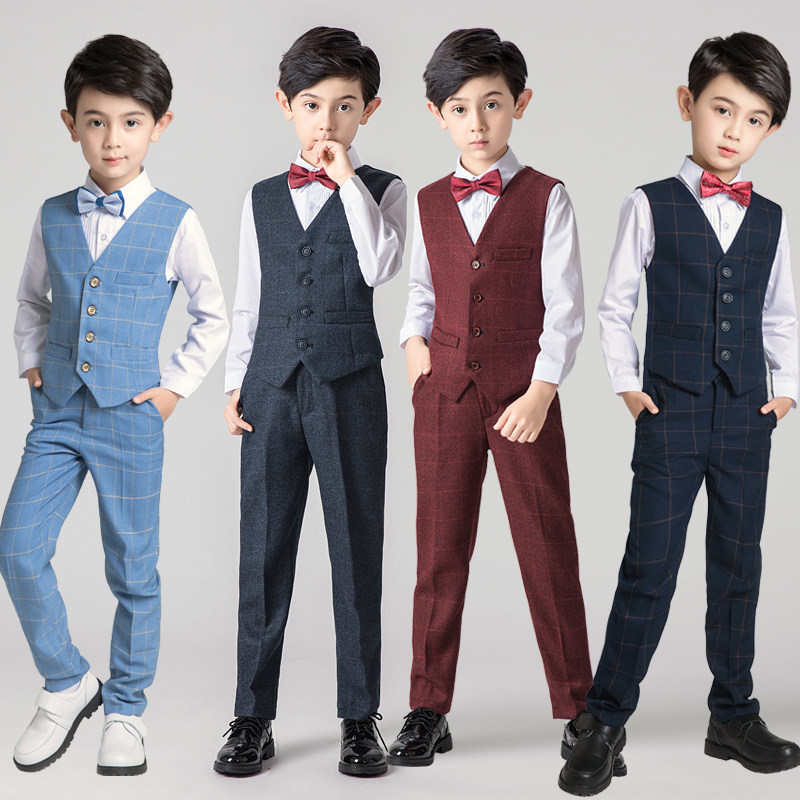 儿童礼服男童花童男孩表演钢琴演出服西服套装小主持人西装婚礼秋
