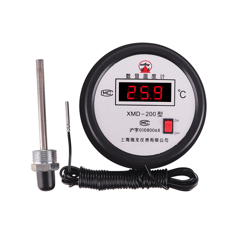 数显温度计浴池鱼塘水温计测水温温度表工业高温带探头高精度红字