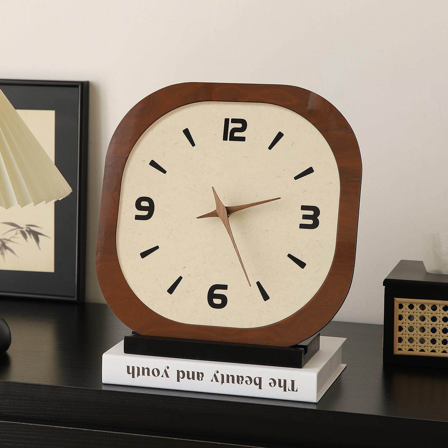 法式中古风桌面时钟摆件摆台式钟表摆放式座钟客厅挂钟电视柜装饰