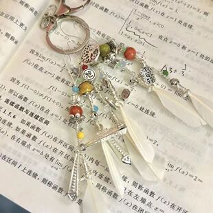 羽毛球挂坠diy挂件钥匙扣古风手作七夕送对象礼物手工饰品