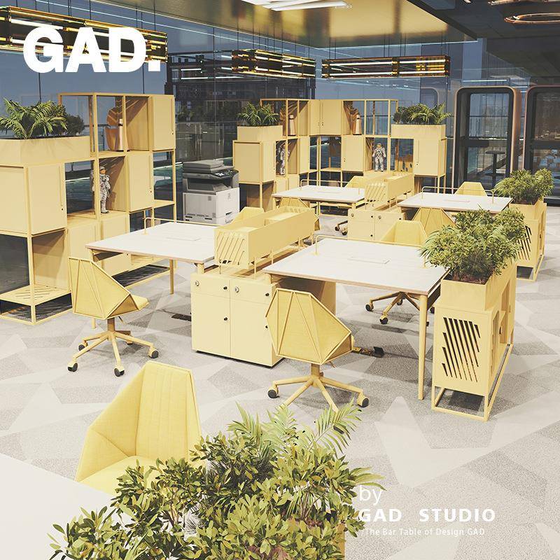 GAD 简约现代办公室桌椅组合职员工位双面对面四六人卡座隔断屏风