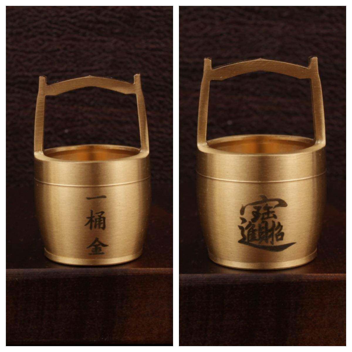 黄铜一桶金小水桶摆件小元宝容器创意工艺品一桶金摆件招财进宝桶