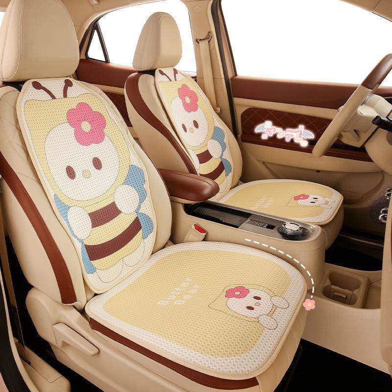 汽车坐垫四季通用可爱蜜蜂座垫单片无靠背后排单个座椅垫座套夏季