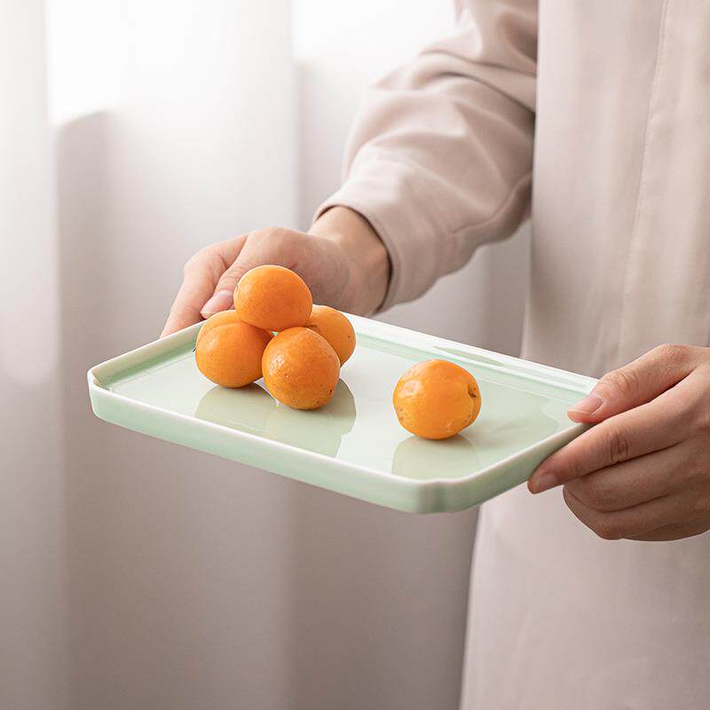 窗格茶点盘创意果盘 大中小号全面陶瓷壶承 家用商务中式零食果盘