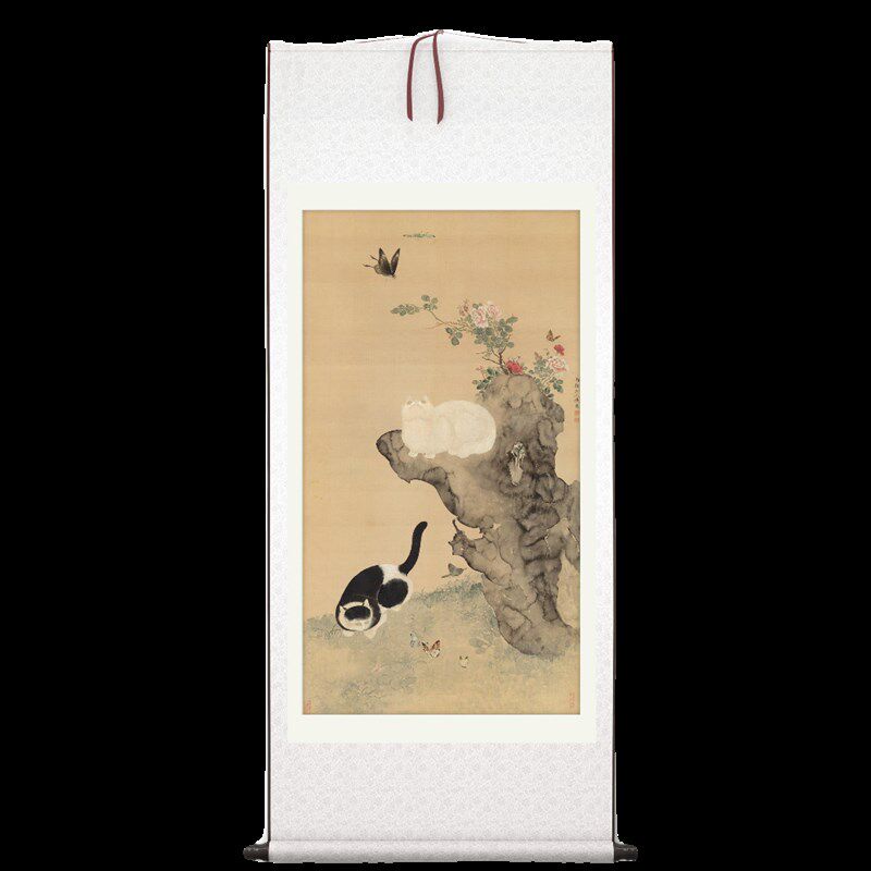清代陈书《仿陈南楼话》客厅书房茶室装饰挂画高清卷轴猫图字画