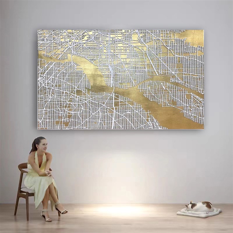 现代立体浮雕城市地图装饰画玄关客厅样板房酒店大堂展厅抽象挂画