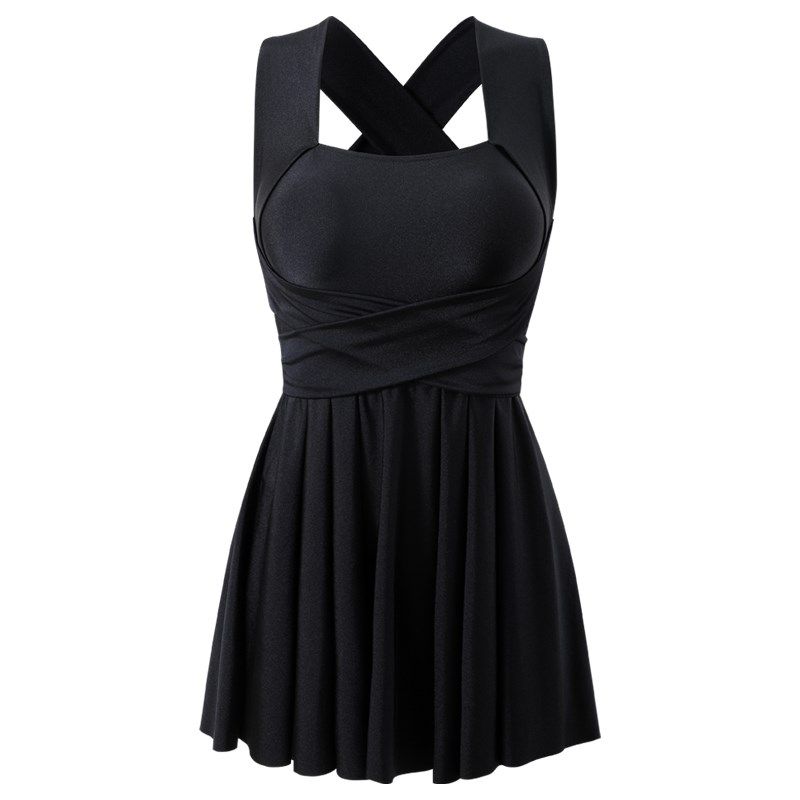 黑色温泉泳衣女高级感微胖遮肉显瘦遮肚子大码胖人保守高级感绑带