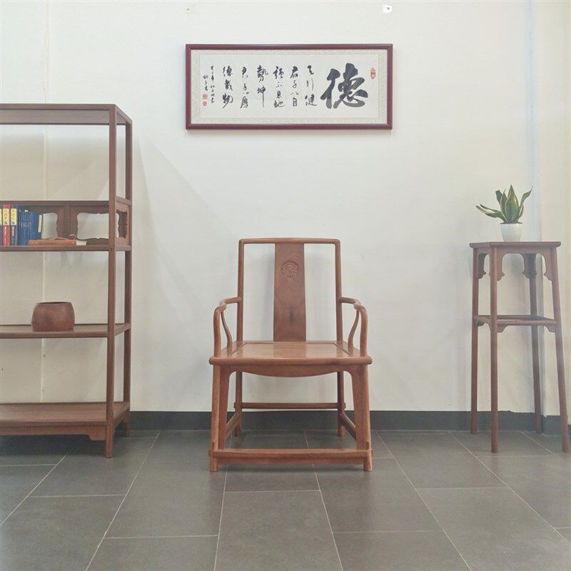 王世襄扇面形南官帽椅铁力木禅椅格木主人椅东京木扶手椅榫卯结构