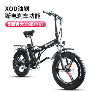 电动助力自行车20寸48V沙滩车折叠雪地车锂电池4.0胎代步山地单车