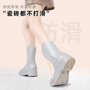 雨靴中筒高帮水鞋 新款 时尚 雨鞋 防水防滑外穿加厚底保暖胶 女款