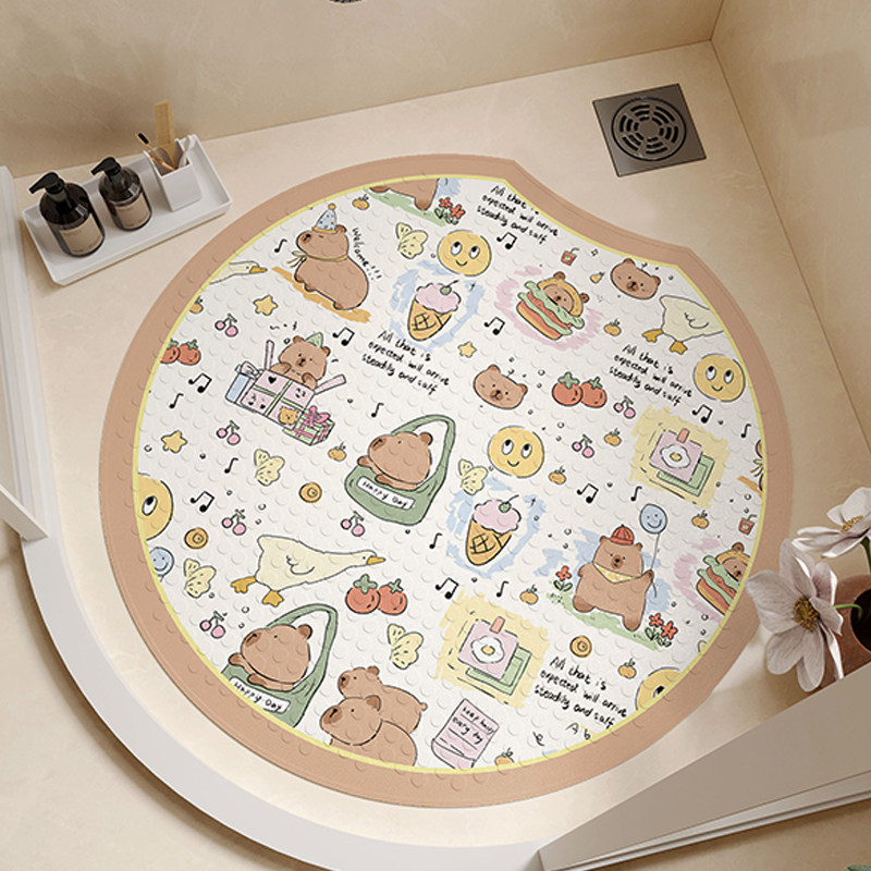 浴室地垫卫d生间圆形吸盘家用洗澡防摔垫子儿童淋浴房免洗防滑地