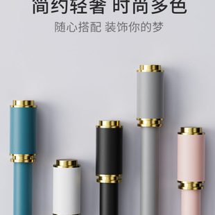 蓝色罗马杆窗帘杆单杆支架托双杆杆子固定座全套铝合金轨道打孔式