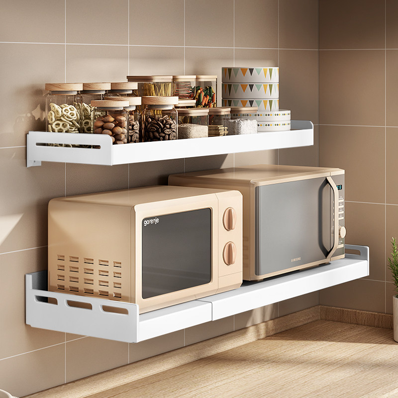 厨房置物架免打孔壁挂式调味料用品大J全家用白色多功能收纳架