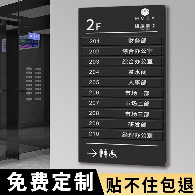 楼层索引牌亚克力定制可更换门牌公司写字楼层索引指示牌导向牌商
