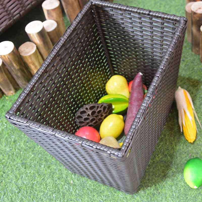 方形咖啡色藤编毛巾筐客厅杂物整理脏衣篮内镶铁框加固耐用收纳筐,收纳整理,收纳筐,淘宝优惠券,粉丝福利购,淘宝优惠卷