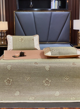 宽边无纺布冰藤席i三件套学生宿单双人150180200夏季凉席枕套