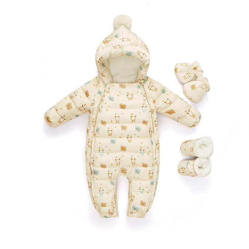 婴幼儿连体衣宝宝加厚羽绒服小童羽绒爬爬服抱衣新生儿哈衣套装冬