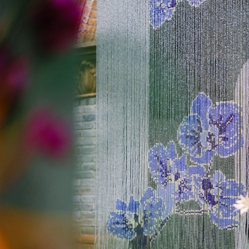 婚礼装饰布景门帘挂帘 新中式串珠画 画挂帘手工装饰挂帘玄关隔断