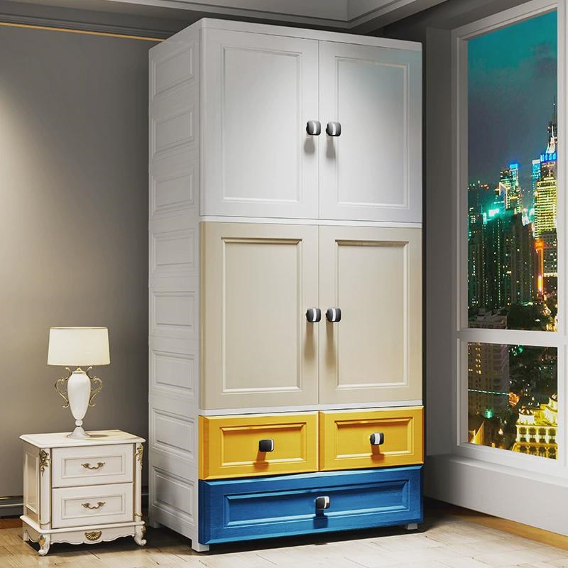 超彭收纳柜儿童衣柜塑料组装式客厅加厚双开门厨房储物柜大号柜子