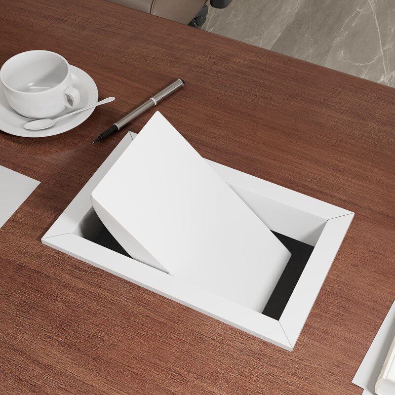 厨房白色嵌入式不锈钢垃圾桶盖子洗手间台面长方形摇盖翻盖清洁桶