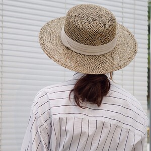 法式夏天男女手工编织小宽檐海草遮阳度假沙滩巴拿马太阳平顶礼帽