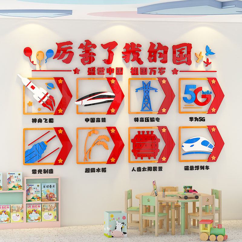 厉害了我的国爱国主题文化墙贴幼儿园教室布置走廊环创墙面装饰