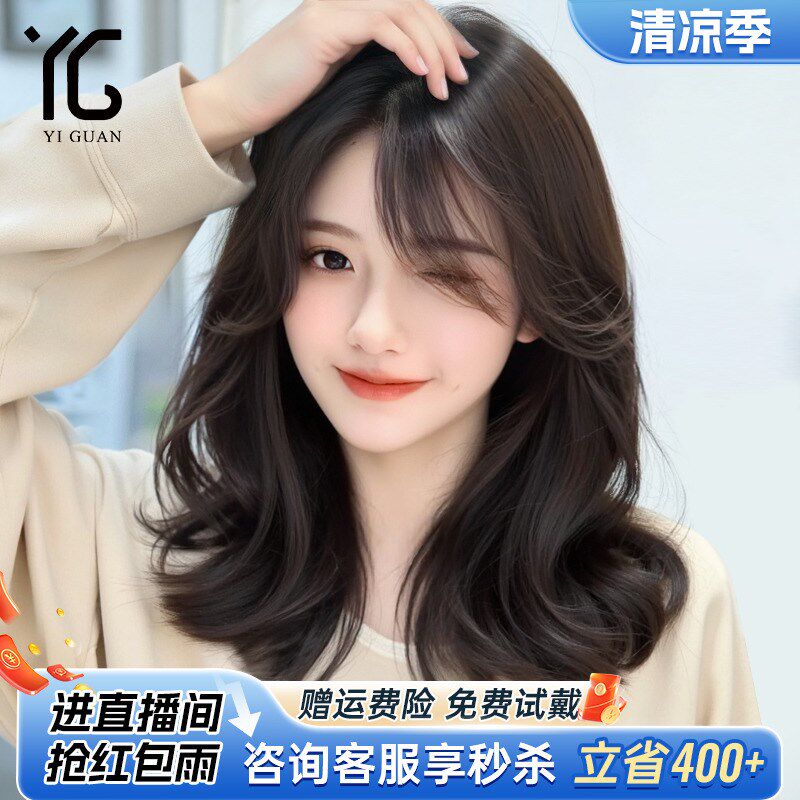 假发女全头套真人发o丝大波浪自然隐形蕾丝递针高端真发锁骨短卷