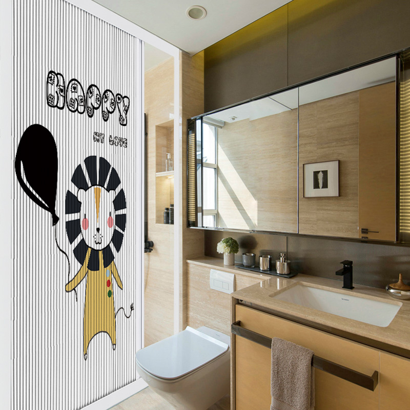 新款浴室门干湿分离防水防霉卫生间折叠推拉门洗澡隔断浴门帘浴帘